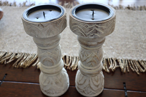 Indian Wooden Candle Holder