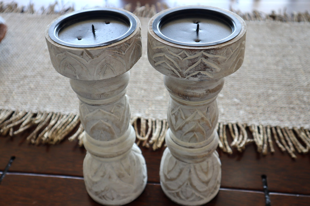 Indian Wooden Candle Holder